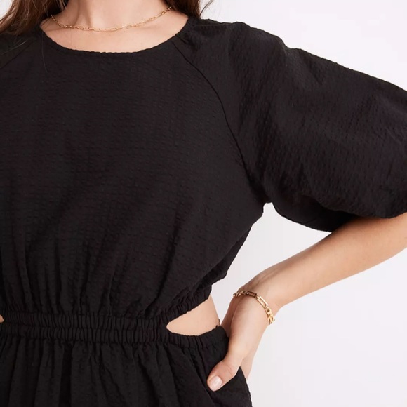 Madewell Seersucker Puff-Sleeve Cutout Mini Dress Size XXL - Picture 5 of 8